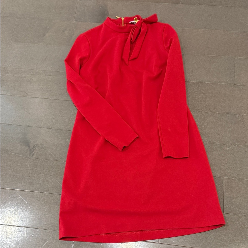 Calvin Klein Vibrant Red Long Sleeve Dress